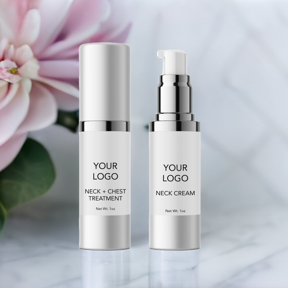 natural private label skincare firming neck and chest cream. Neck Cream, Skin Care by Indigo Private Label. Private label skincare manufacturer ready for Your Name Brand