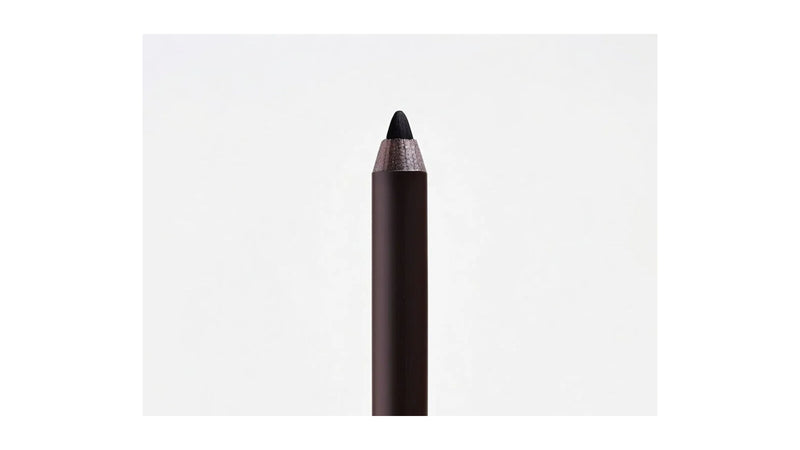 Matte black eye pencil with sharpened tip by Indigo Private Label, shown on an off-white background